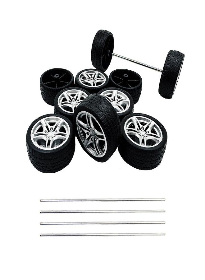 URIMPAVIDO 10PCS Toy Car Wheel 48mm Toy Car Rubber Tire Wheels with 5PCS Shaft Round Rod Axles for RC Car Truck Robot DIY Model Toy Parts - Image 1